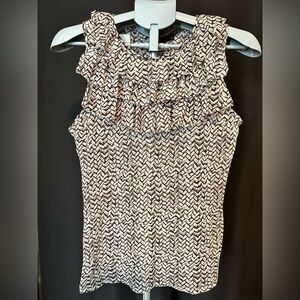 Black and White Ruffle Sleeveless Top